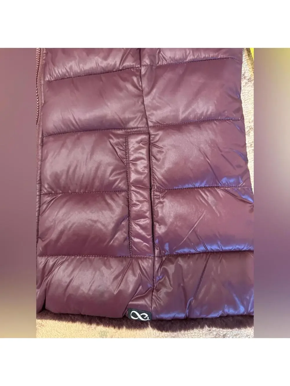 Be Boundless Burgundy Reversible hooded Faux Fur quilted vest NWOT L